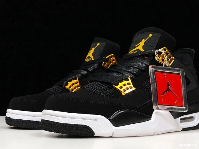 4 Royalty 308497-032 Black Air Jordan Metallic Gold-White 1207